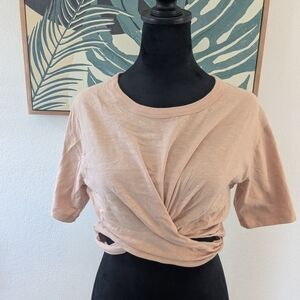 Women's Tan Twist Front Top